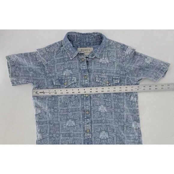 Ryan Michael Aztec Snap Front Tunic Shirt Dress, Fringe, Sz Sm, Western, Country - Picture 5 of 10